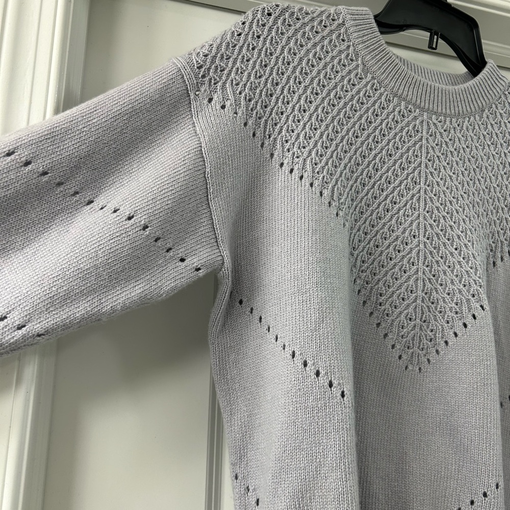 Marine Layer Olivia Crewneck Sweater Slate Blue Pointelle Knit -Size Small - Picture 3 of 9